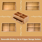 GOBAM Bamboo Makeup Organizer and Storage with Drawer, Wooden Cosmetic Organizer Countertop for Bathroom, Bedroom, Kitchen & Dresser, Desk Organizer with Drawers and Make up Vanity Station - Medium - Image 3