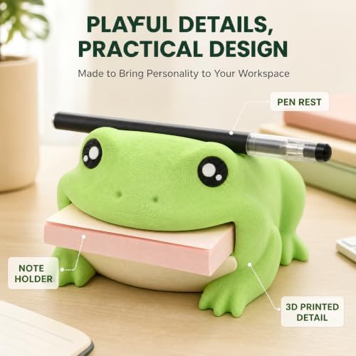 Frog Sticky Note Holder, 3D Printed Desk Organizer - Image 5