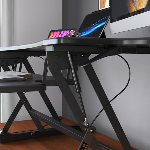 Mount-It! Standing Desk Converter 48" Wide Sit Stand Extra Large Desk Riser - Image 6