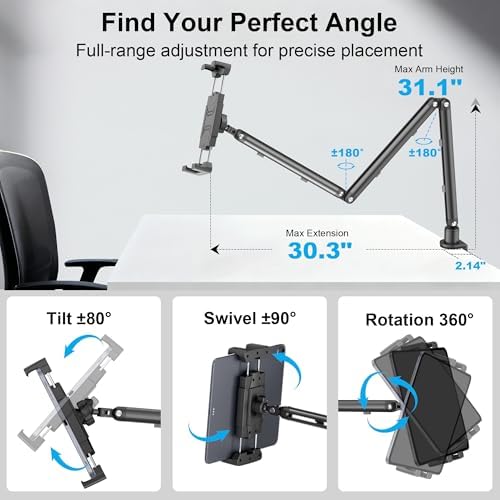 Portable Monitor Stand 15.6", Heavy Duty Tablet Arm Mount with Desk Clamp - Image 5