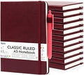 12 Pack Notebooks Journals Bulk with 12 Black Pens, Feela A5 Hardcover Notebook Classic Ruled Journal Set with Pen Holder for School Business Work Travel Writing, 120 GSM, 5.1”x8.3”, Wine by feela