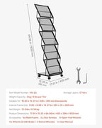 VEVOR Brochure Display Rack, Foldable 5 Pockets Magazine Literature Display Stand, Movable Floor Standing Magazine Rack with Wheels, Metal Newspaper Catalog Holders for Shop Exhibitions Office Show - Image 7