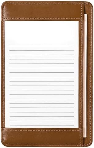 Levenger Pocket Briefcase Leather Pocket Notepad 3x5 Index Card Holder Organizer, Saddle by Levenger