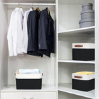 Bagnizer Storage Bins Large Fabric Storage Baskets for Shelves 3 Pack, Decorative Linen Closet Baskets with Handles for Organizing, Shelf, Clothes, Home, Office, 15x11x9.5Inches (Black&White) - Image 2