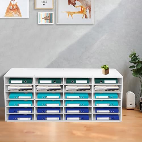 Literature Organizers 24 Compartment Office Mailbox with Adjustable Shelves 6-Tier Wood Literature Sorter Desktop File Holder for Office Home Classroom Mailrooms - Image 3