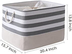 TheWarmHome Jumbo Storage Bins Baskets, Sturdy Fabric Organizing Basket W/Handles, Decorative Foldable Storage Baskets for Shelves Closet Nursery Toy (Grey&White Stripes 3 Pack, 20.5Lx15.7Wx13.8H in) - Image 3