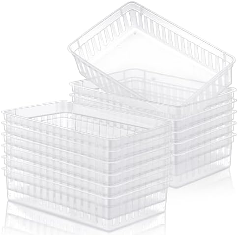 Wenqik Set of 12 Small Plastic Baskets for Organizing, Clear by Wenqik