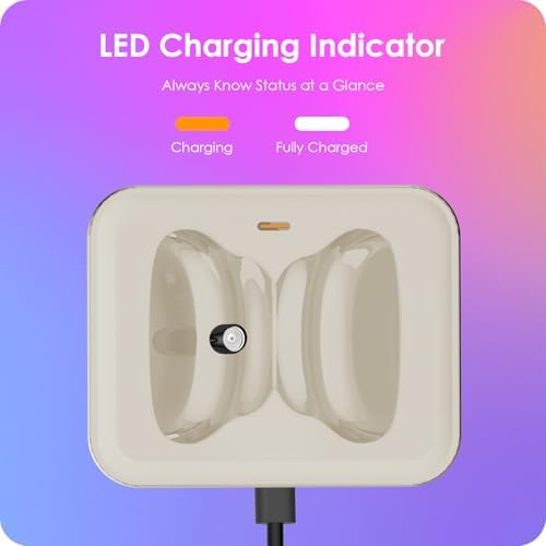 Headphone Charging Station for AirPods Max 1 & 2 - Magnetic Charger Dock with Lightning & USB-C Connectors, LED Indicator, Easy Drop-in Charging (Starlight) - Image 6
