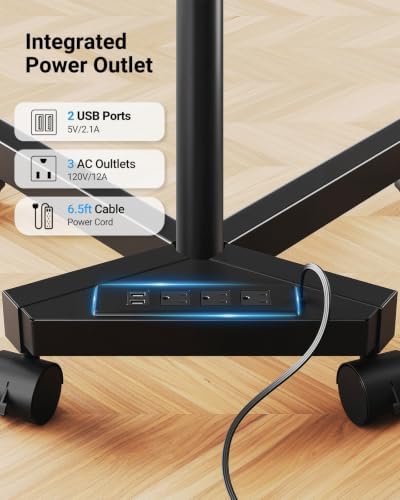 PERLESMITH Rolling TV Stand with Power Outlet for 23–60 Inch TVs - Image 3