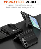 for iPhone Ultra Case with Pen Holder & Stylus & Finger Strap Black - Image 2