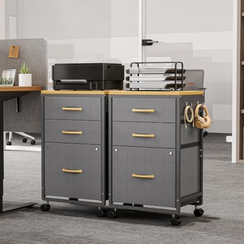 3 Drawer File Cabinet Under Desk, Small Filing Cabinet Printer Stand - Image 6