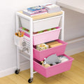 Rolling Cart with Drawers, Rolling Storage Cart with Large Plastic Drawers & Wooden Tabletop, Utility Cart with Pegboards & Basket, Storage Drawers Cart for Living Room, Classroom, Bedroom, Office by Unknown