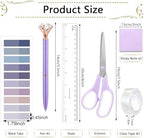 Office Supplies Set,Desk Accessories,Stapler And Tape Dispenser Set,Pen Holder,1000 Staples,Staple Remover,Hinder Clips,Ruler,Scissor,Index Tabs,Clear Tape,Ballpoint Pen,Sticky Notes,Coworkers(Purple) - Image 6