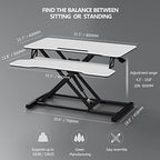 FITUEYES Height Adjustable Standing Desk 32” Wide Sit to Stand Converter - Image 4