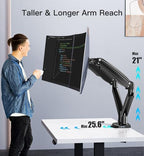 HUANUO 13 to 40 Inch Dual Monitor Arm for 2 Ultrawide Screens, Height Adjustable Full Motion Stand with 2 USB Port, VESA 75/100mm Mount, Holds up to 26.4lbs per Arm, Black - Image 5