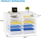 Lavatino 12 Compartments Paper Organizer for Desk, Mesh Literature Organizer, Mail File Sorter Tray with Handle, Desktop Mailbox for Office Classroom Home - White - Image 4