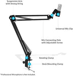 StreamEye Boom Arm Mic Stand with Desktop Mount, Detachable Clip, Professional Grade XLR Cable, Microphone Pop Filter and Cable Ties - Image 7