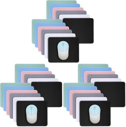 Kanayu 12 Pcs Mouse Pad Bulk 10.2 x 8.3 x 0.12 Inch with Non Slip Rubber Base Stitched Waterproof Mouse Pad Washable and Dirt Resistant Square, Multicolored (Pack of 3) by Kanayu