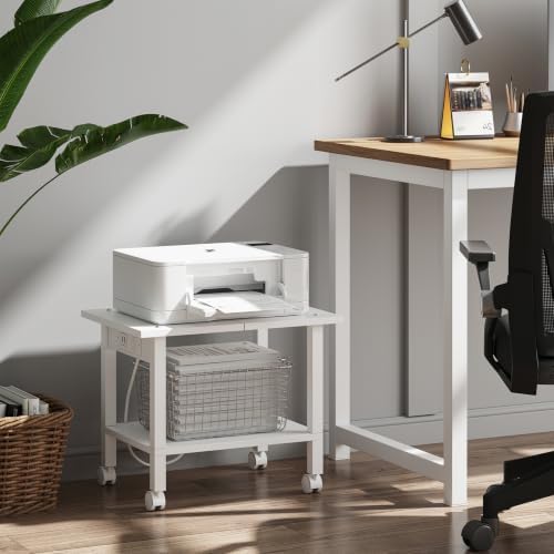 TUTOTAK Printer Stand, 2 Tier Rolling Printer Cart with Charging Station - Image 4