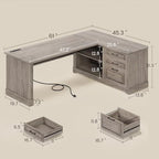 SEDETA Farmhouse 61" Executive Office Desk with Drawers for Home Office - Image 2