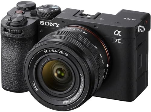 Sony a7C II Mirrorless Camera with 28-60mm Lens | Black Bundle with 64GB Memory Card + 40.5mm UV Filter + 5-Piece Camera Cleaning Kit + Battery Charger + Cloth + Camera Case (7 Items) - Image 2