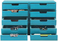 4-Piece Wooden Stackable Drawer Cabinet Set - Desktop Storage Organizer with 10 Drawers, Sturdy Design for Home/Office, No Assembly, Space-Saving, Durable (Blue) by SHATUOA