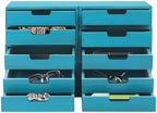 4-Piece Wooden Stackable Drawer Cabinet Set - Desktop Storage Organizer with 10 Drawers, Sturdy Design for Home/Office, No Assembly, Space-Saving, Durable (Blue) by SHATUOA