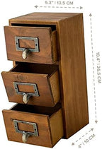 Mini Vintage 3 Drawer Desktop Organizer - Rustic Card Catalog with Label Holders - Small Chest for Storage and Organization - Library Box - 2-Pack - Image 2
