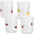 SiliFine 4 Pack Fruit Icon Juice Glasses, 14 oz by SiliFine