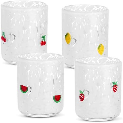 SiliFine 4 Pack Fruit Icon Juice Glasses, 14 oz by SiliFine