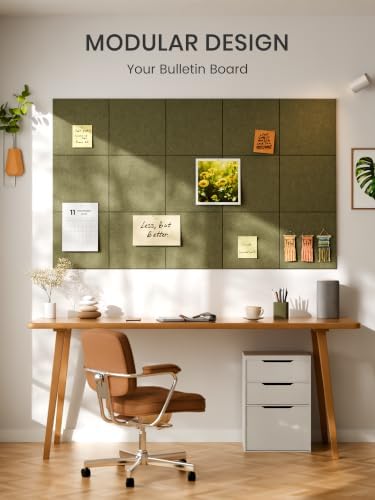 Bumusty 48"x 36" Large Felt Bulletin Board Tiles, Olive Green - Image 7