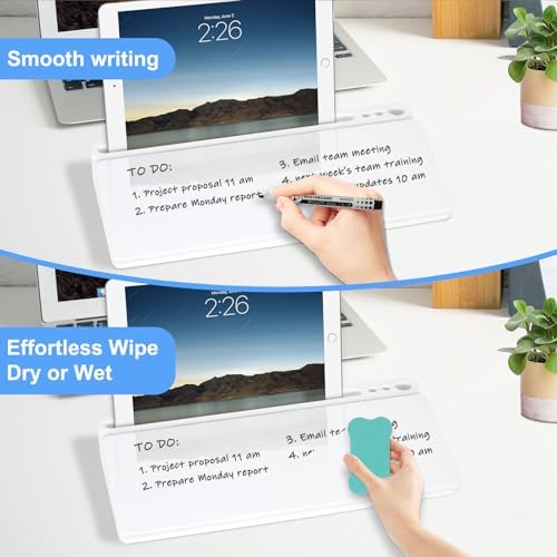 2 Pack Desktop Glass Whiteboard with Storage, Desk Dry Erase White Board - Image 5