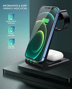 3 in 1 Wireless Charging Station, 2026 Upgraded Fast Desk Charger Station for iPhone 17 16 15 14 13 12 Pro Max Plus, Charger Stand for Apple Watch 10 9 8 7 6 5 4 3 2 SE, Airpods 4 3 2 Pro(Black) - Image 4