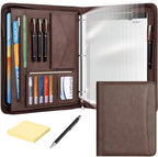 Leathario Portfolio Binder, Padfolio Organizer, 3 Ring Binder with Zipper by Leathario