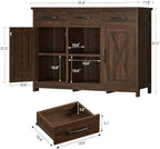 TEENFON Coffee Bar Cabinet with 3 Drawers, Farmhouse Buffet Cabinet - Image 3
