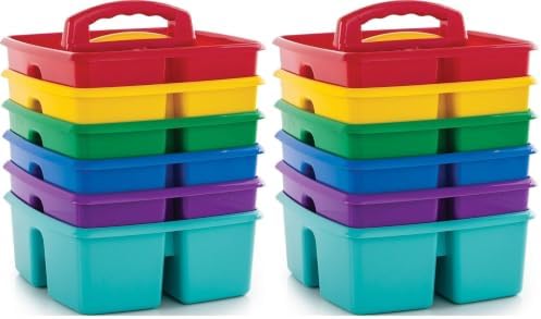 Storex Classroom Caddy, 9.25 x 9.25 x 5.25 Inches, Assorted Colors, Color Assortment Will Vary, Case of 6 (00940U06C), Small Caddy (Pack of 2) by Storex