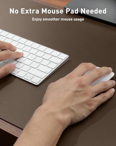 Aothia Faux Leather Desk Mat - Large Mouse Pad, Non-Slip PU Leather Blotter, Waterproof Writing Surface for Office and Home (Coffee, 63" x 24") - Image 4