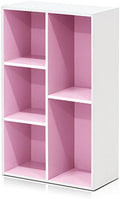 Furinno LUDER Book Shelf, 5-Cube Bookshelf, Reversible Bookcase, 9.4 x 19.5 x 31.5, Easy Assembly, for Living Room, Bedroom, Home Office, White/Pink by Furinno-FitsYourSpaceFitsYourBudget