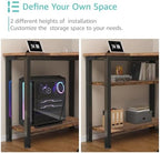 Lufeiya L Shaped Computer Desk with Drawers & Storage Shelves, 55 Inch Corner Desk with Power Outlet for Home Office Bedroom, L-Shaped Teen PC Gaming Desks with Fabric Drawer, Rustic Brown - Image 7