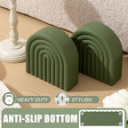 Sage Green 2 Pcs Boho Arch Concrete Bookends for Shelves, Rainbow - Image 3