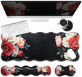 Floral Desk Mat Set,Vintage Flower Keyboard Mouse Pad with Wrist Rest by YICKLMNP