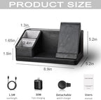 KINGFOM Leather Desk Organizer with Charging Station Multi-Functional Phone Pen Pencil Holder for Desk Desk Organizers and Accessories for Office Home Supplies (L) - Image 2