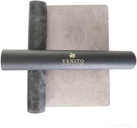 Venito Premium Leather Desk Mat (36 X 19 inch) - Large Computer Desk Mat for Home Office Accessories (Faded Gray)* by VENITO