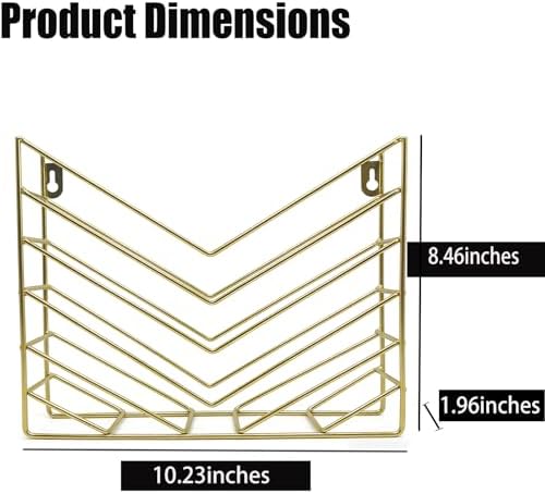 Gold Wall Mounted Magzine Holder, Metal Magazine Rack, Wall File Organizer Holder for Mail and Document Storage Gold - Image 6