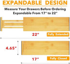 SpaceAid Bamboo Dresser Drawer Dividers 6 Pack, 4.65“ High Adjustable 17“-22” Drawer Organizers, Expandable Organization for Clothing, Clothes, Dressers, Natural - Image 3