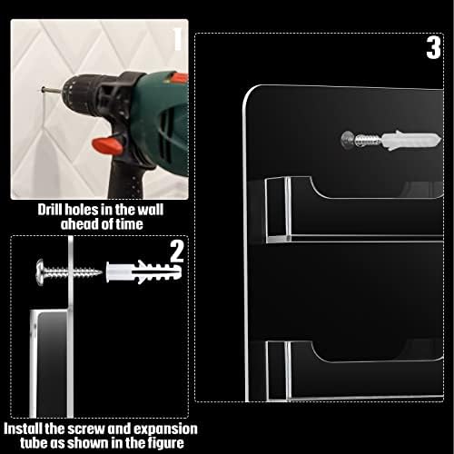 Hillban Acrylic Business Card Holder Wall Mount Office, 20 Pockets - Image 4