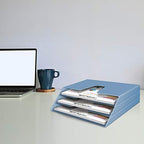 Acrimet Horizontal Triple File Folder Organizer Sorter, Letter Size, Blue - Image 3