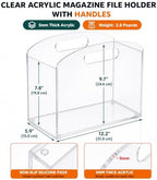 Clear Acrylic Magazine File Holder, Desk Organizer with Handle - Image 2