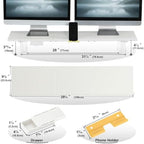 TEAMIX White Dual Monitor Stand with Acrylic Leg & Drawer & Phone Holder - Image 5