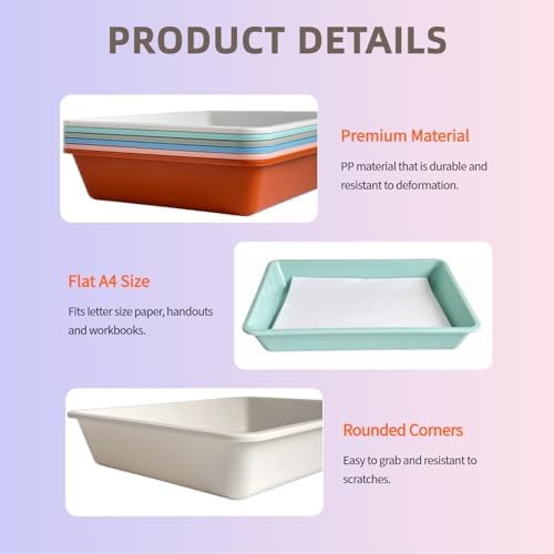 12Pcs Letter Size Flat Storage Tray Organizer Bin for Classroom Office Home - Image 4